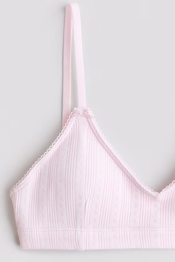 Топ-короткий светлорозовый вязаный ажурный с вставками из хлопка