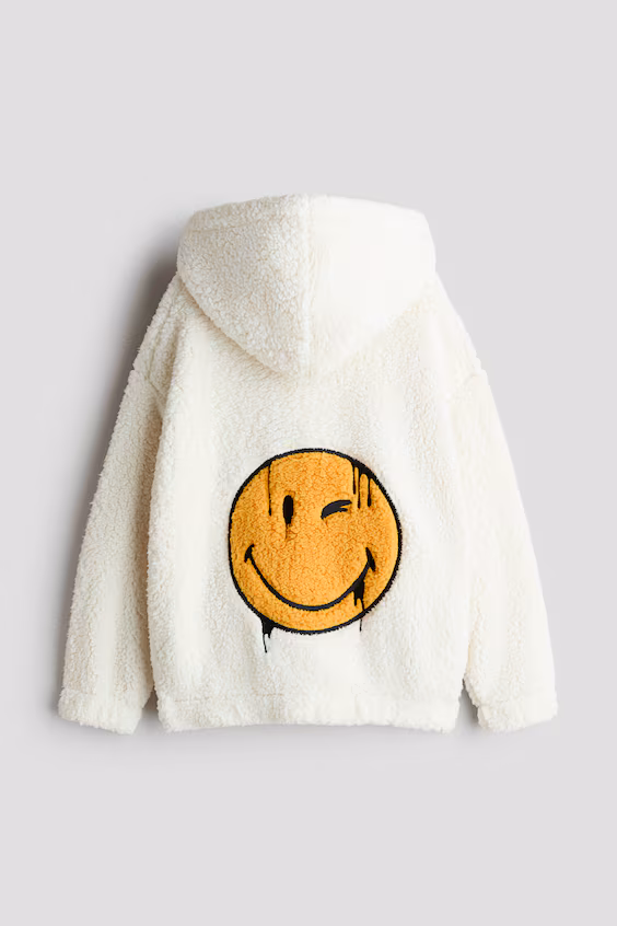 Плюшевый плащ с капюшоном и молнией