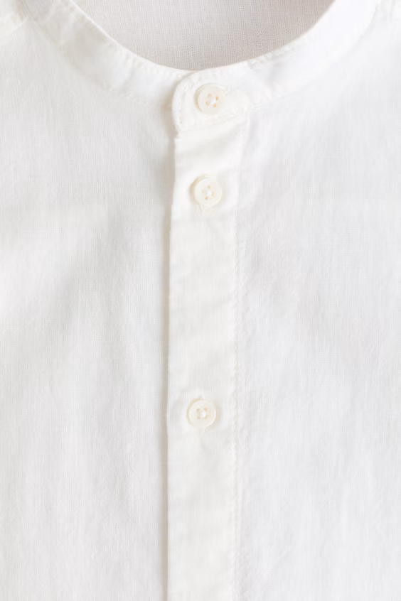 Рубашка с воротником на кожаном поясе из смеси льна