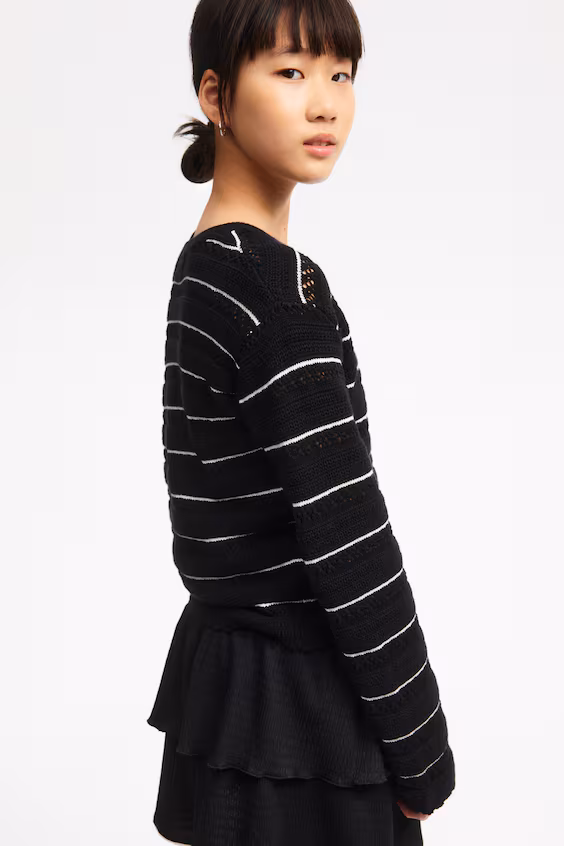 Свитер из хлопкового понтеля в полоску