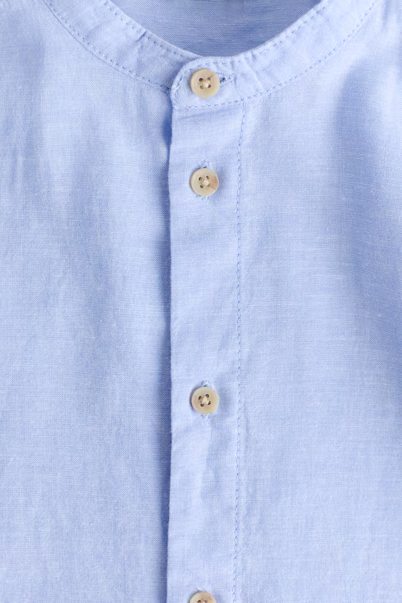 Рубашка с воротником-стойкой из смеси льна