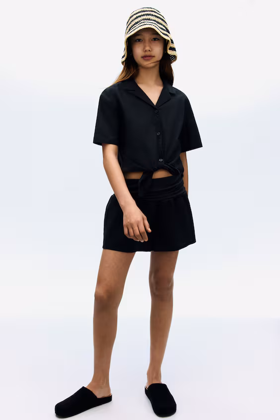 Шорты из смеси льна