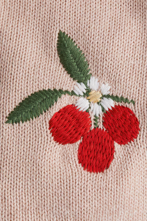 Кардиган из хлопкового трикотажа с вышитыми узорами