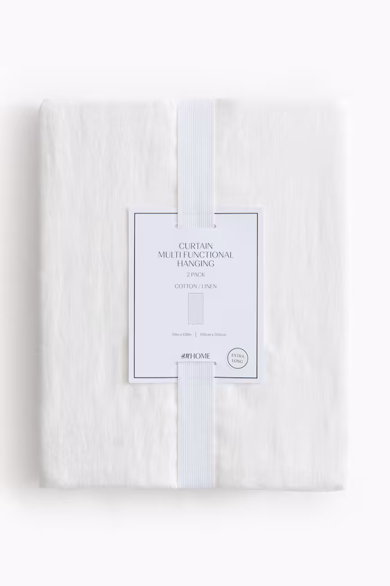 Набор из 2 длинных занавесок из смеси льна