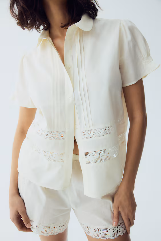 Пижама из хлопка с вставками из кружева