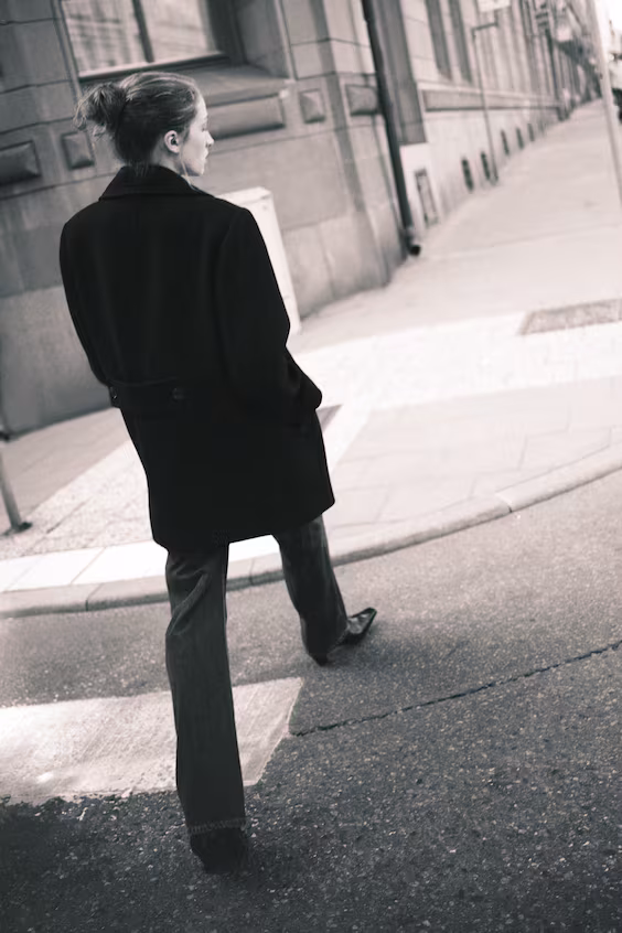 Длинное пальто из хлопкового саржевого полотна