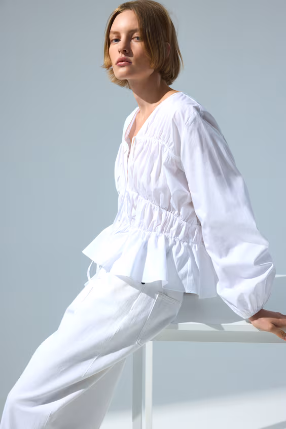 Блузка из поплина с завязками