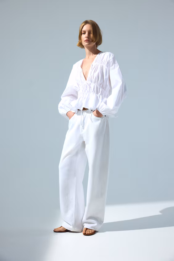 Блузка из поплина с завязками