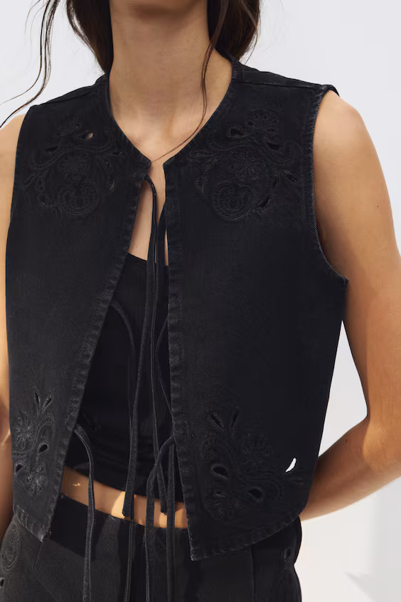 Жилет из джинсы с завязками