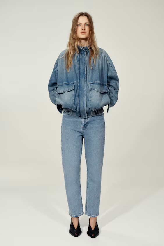 Джинсы mom slim fit с высокой талией и укороченные до щиколотки