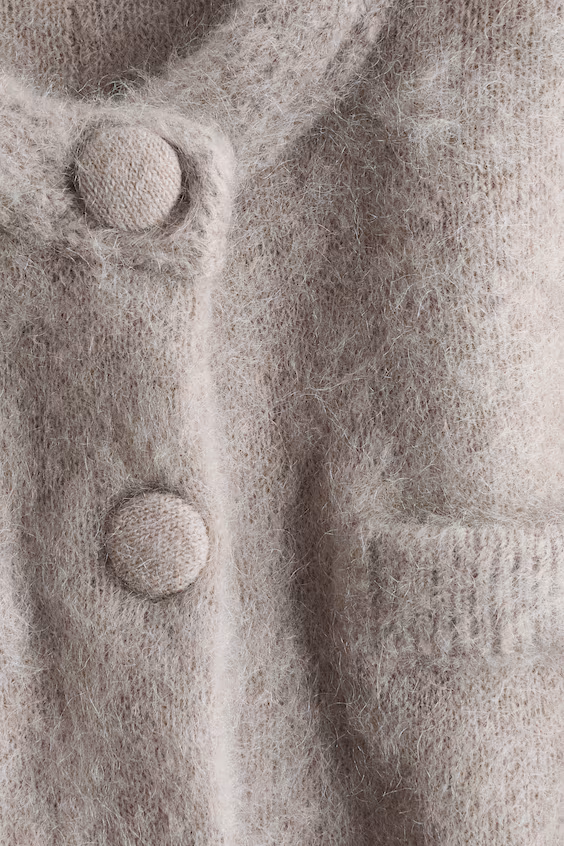 Пальто из смесовой мохеровой пряжи с наполнителями