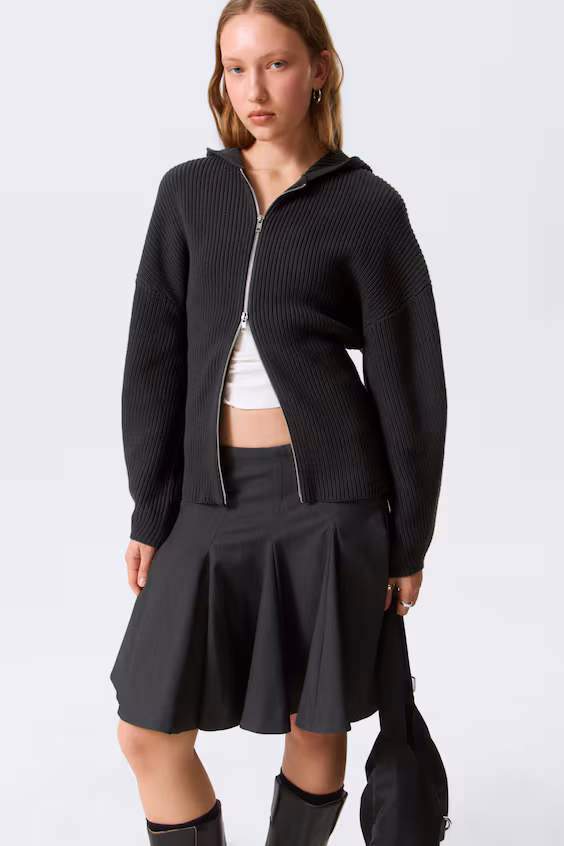 Длинное кардиган из трикотажа с молнией