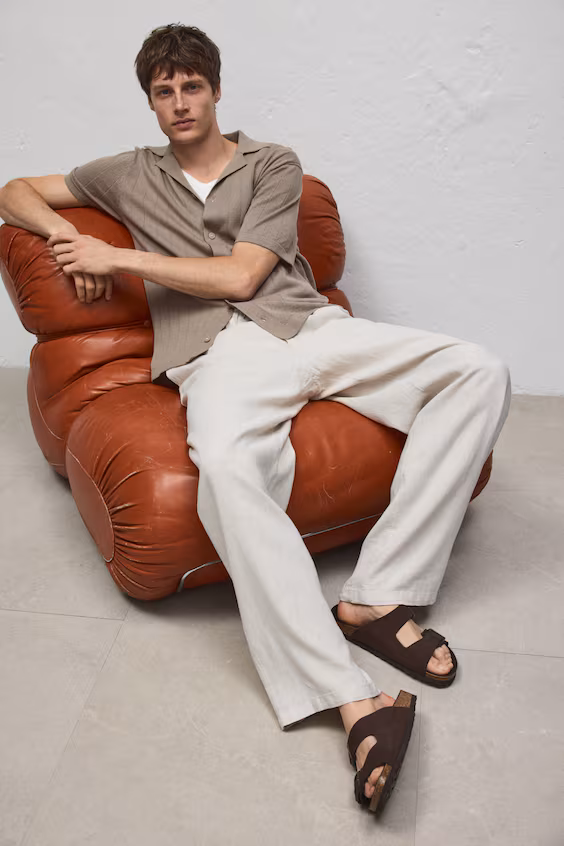 Рубашка курортного отеля из смеси льна regular fit