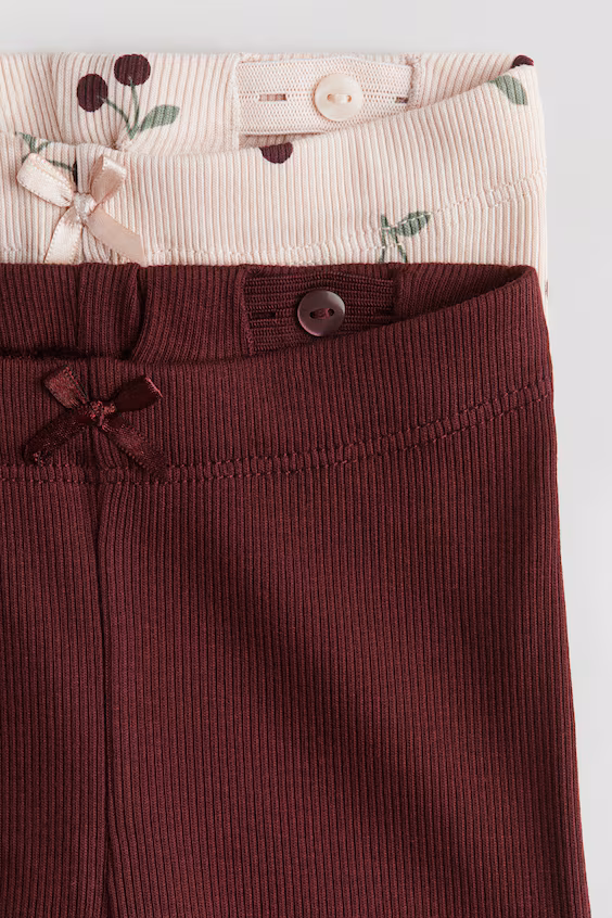 Набор из 2 комфортных хлопковых леггинсов в рубчик