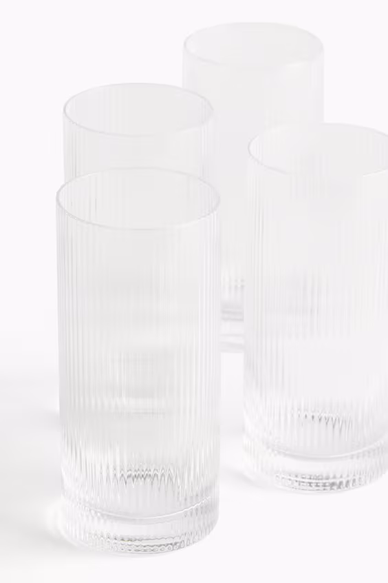 Pack de 4 высоких стаканов с эффектом полоски