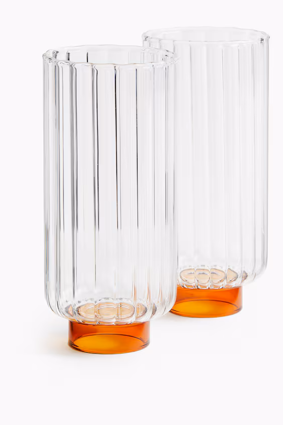 Pack de 2 высоких стаканов с эффектом полоски