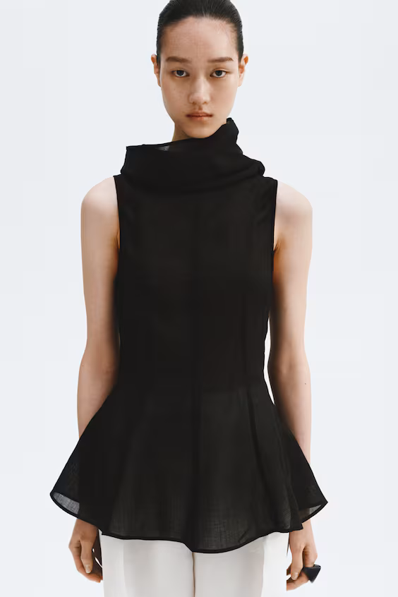 Блуза баска из смесового рами