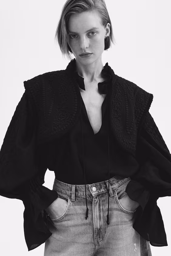 Брюки с барабанной широкой ногой