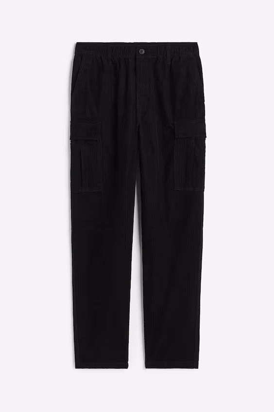 Брюки regular fit в стиле карго из бархатистой ткани