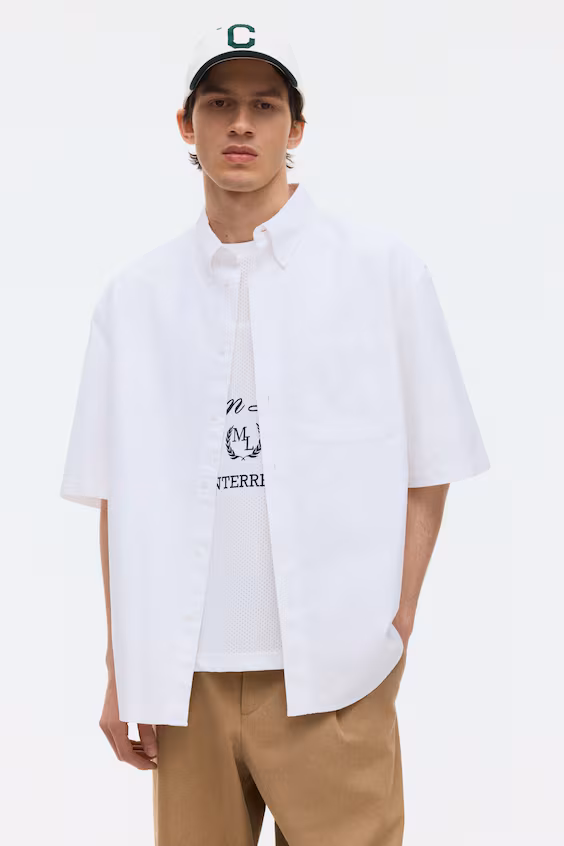 Рубашка с короткими рукавами relaxed fit из оксфордской ткани