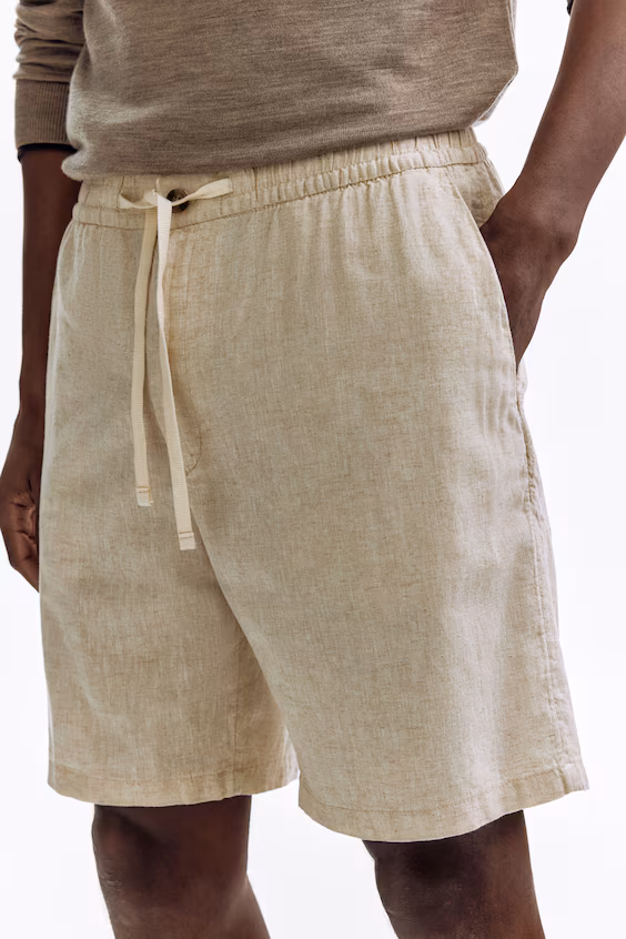Шорты regular fit из смесового льна