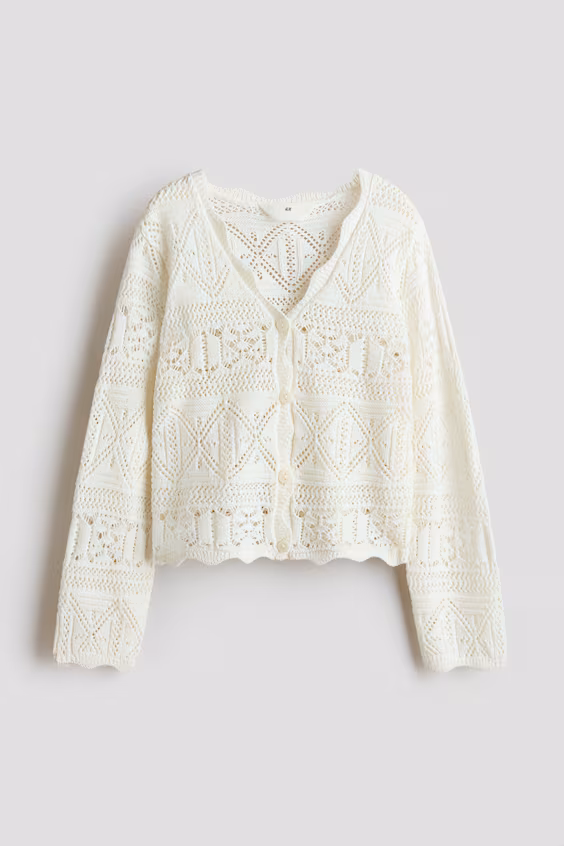 Кардиган из вязаной ткани в стиле крючка h&m