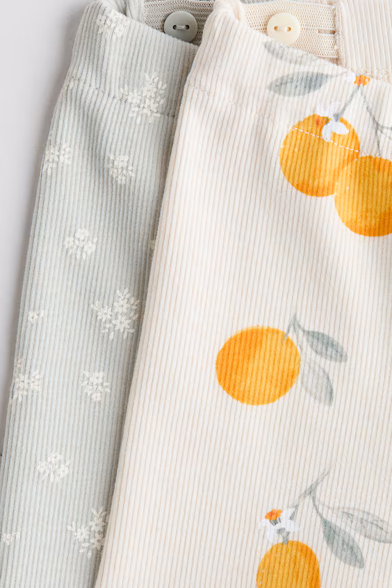 Набор из 2 лосин в рубчик из хлопка