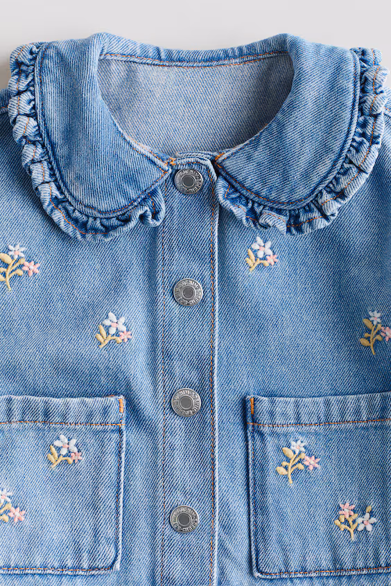 Джинсовый пиджак с вышивкой h&m