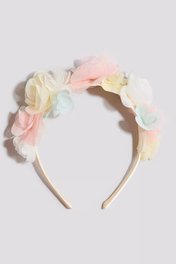 Ободок с цветочными аппликациями