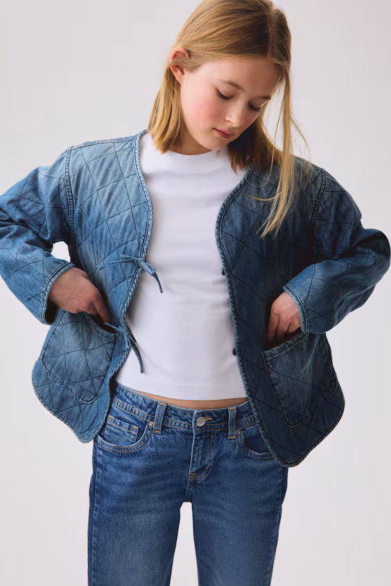 Подкладка из джинсовой ткани утепленная пуховиком