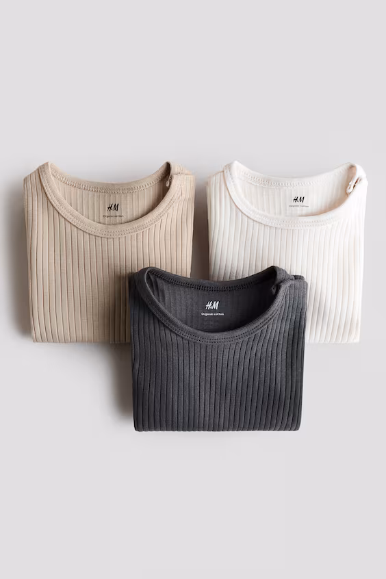 Набор из 3 боди из рубчика хлопка