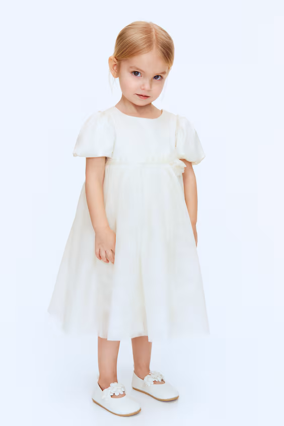 Платье из атласа с юбкой из фатина