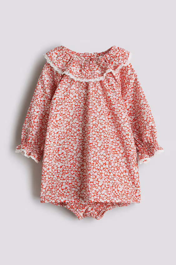 Conjunto из 2 предметов из хлопка с цветочным узором