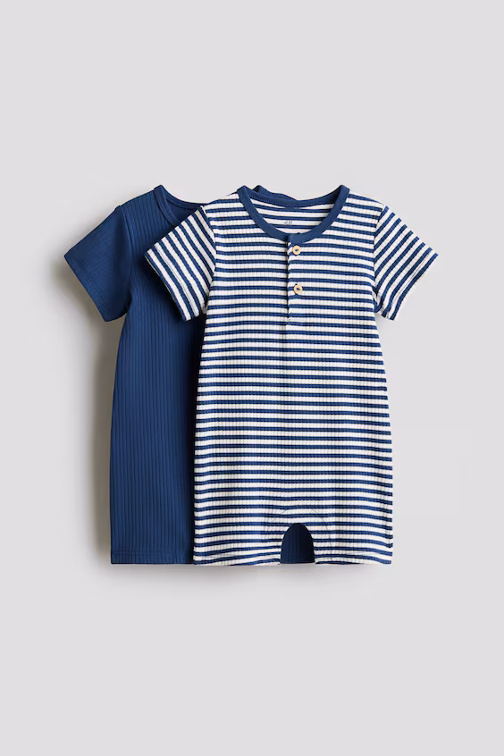 Набор из 2 коротких комбинезонов из хлопка