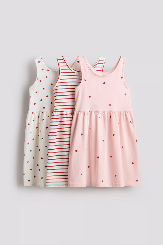 Набор из 3 платьев из хлопка с принтом