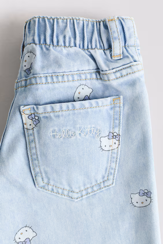 Джинсы wide leg с принтом