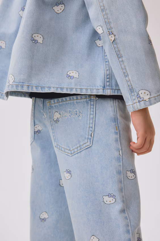 Джинсы wide leg с принтом