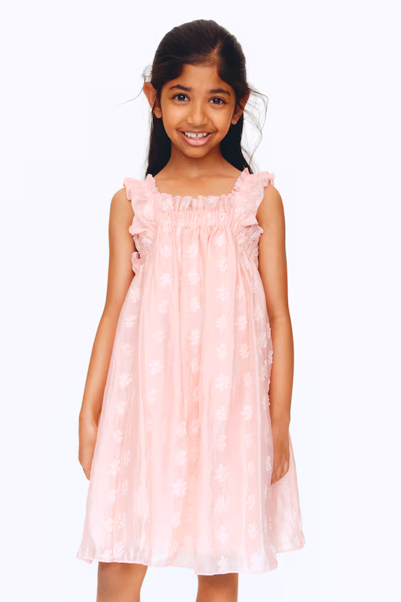 Платье с рюшами из жаккарда