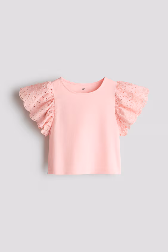 Свитер с рюшами из английского кружева