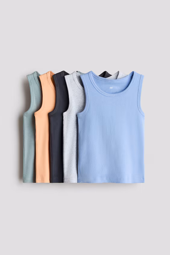 Набор из 5 топов без рукавов из хлопка