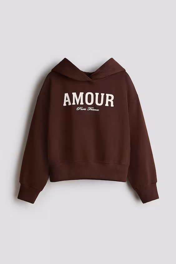 Свитшот оверсайз с капюшоном и принтом