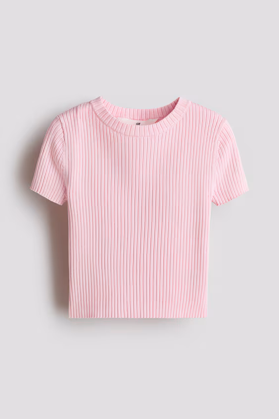 Короткий свитер из рубчиковой ткани