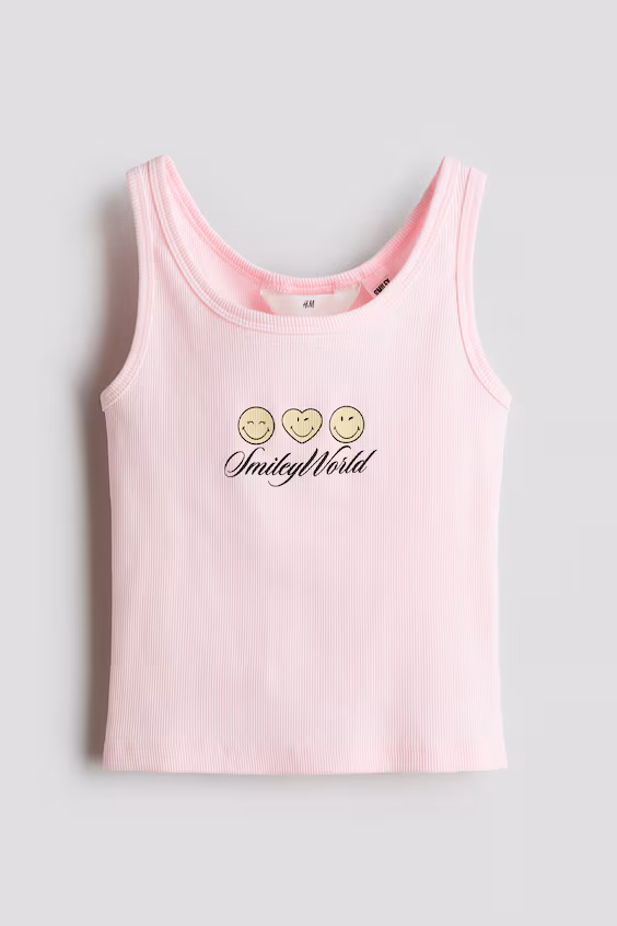 Топ без рукавов с принтом улыбающегося мира