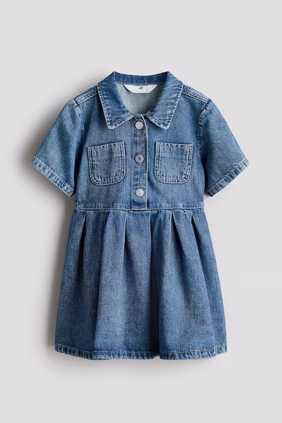 Джинсовое платье с воротником