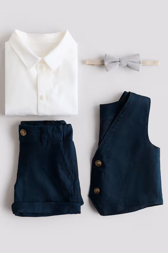 Элегантный набор из 4 элементов в смесовой ткани льна