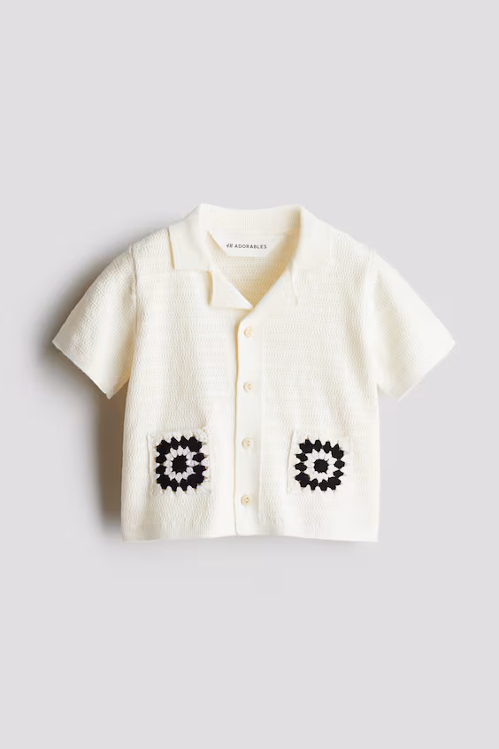 Рубашка курортного стиля из трикотажа с текстурой