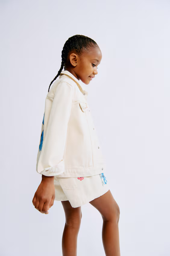 Блузон в джинсе с принтом