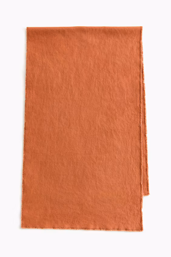 Текстильная дорожка из смесовой льняной ткани с бахромой