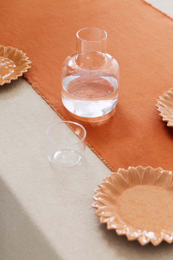 Текстильная дорожка из смесовой льняной ткани с бахромой