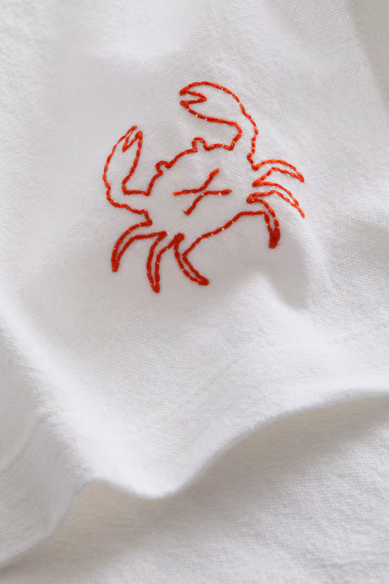 Набор из 4 салфеток с вышивкой из смеси льна